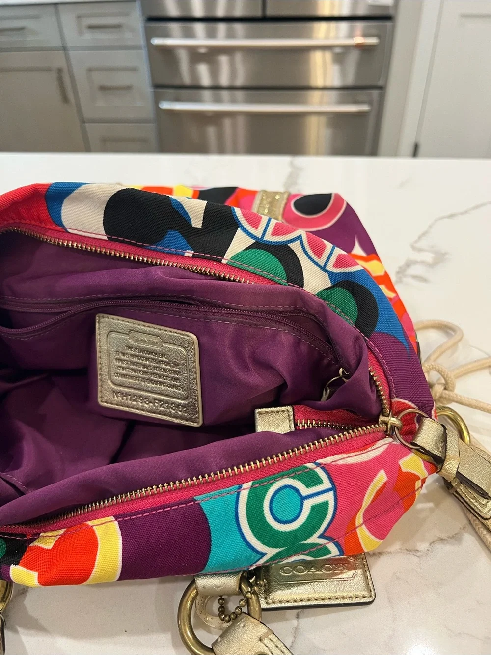 Coach Rare Poppy Pop C Glam Spotlight Colorful Signature Shoulder Handbag Tote